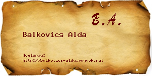 Balkovics Alda névjegykártya